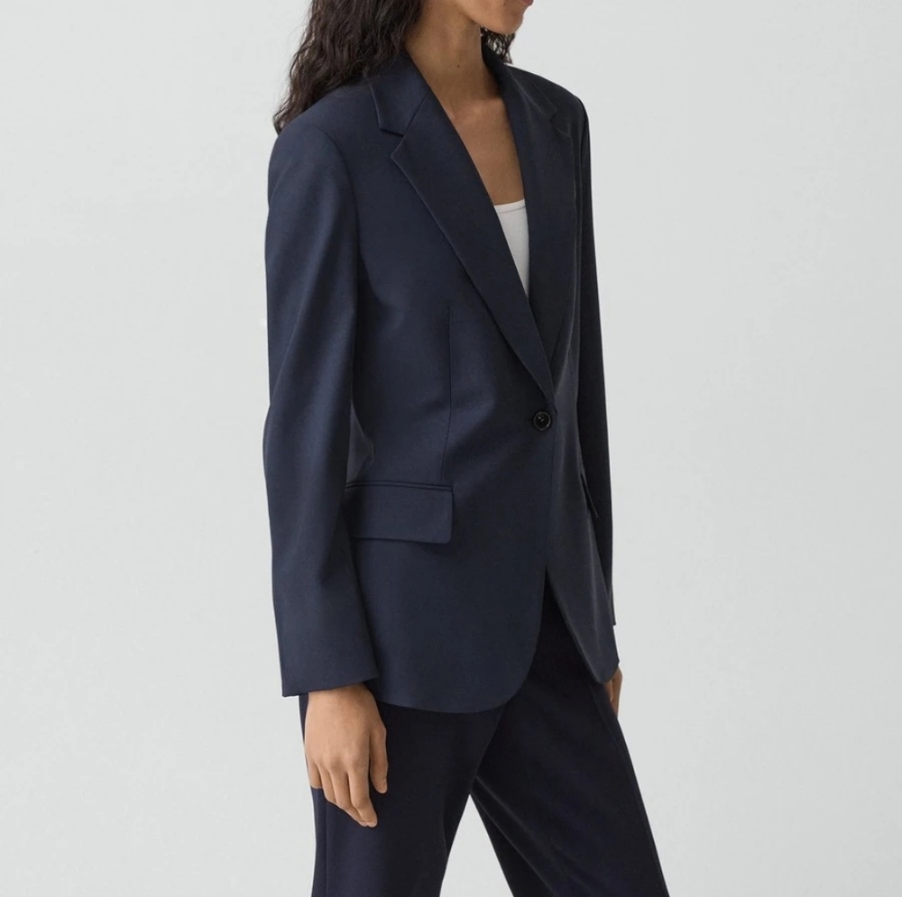 Theory Navy Single-Button Blazer - image 4